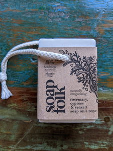 Soap Folk Rosemary, Cypress & Seasalt Soap on a Rope